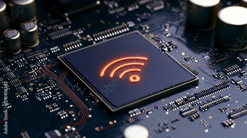 Futuristic Wireless Tech  Microchip Wifi Signal