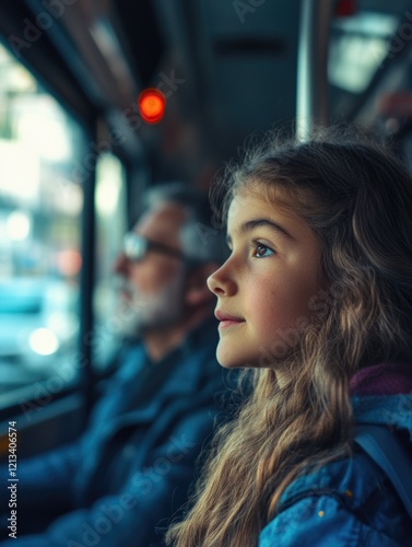 Moments of Travel: A Heartfelt Scene on Public Transportation photo