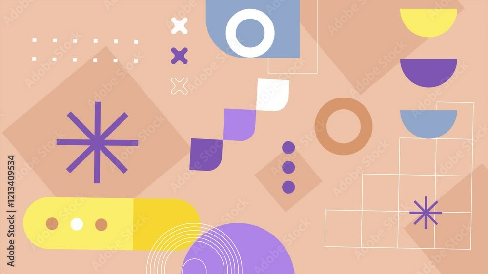 simple geometric shapes and vibrant abstract patterns creating a modern colorful background seamless 4k video background motion pop art design simple geometric shapes and vibrant abstract patterns creating a modern colorful background seamless 4k video background motion pop art design
