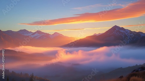 Majestic Mountain Sunset with Dramatic Clouds