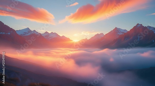 Majestic Mountain Sunset with Dramatic Clouds