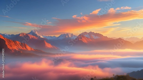Majestic Mountain Sunset with Dramatic Clouds