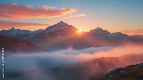 Majestic Mountain Sunset with Dramatic Clouds