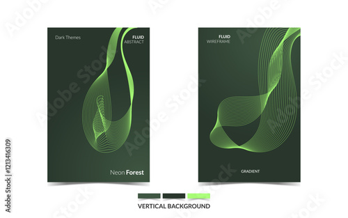 VERTICAL BACKGROUND 67 EDITABLE DARK COLOR COVER DESIGN, WITH FLUID WIREFRAME ARTWORK FOR A LOT OF DESIGN NEEDS	