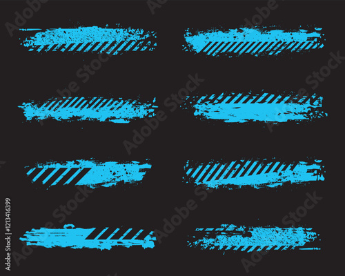 Abstract blue grunge brush strokes racing style banner collection