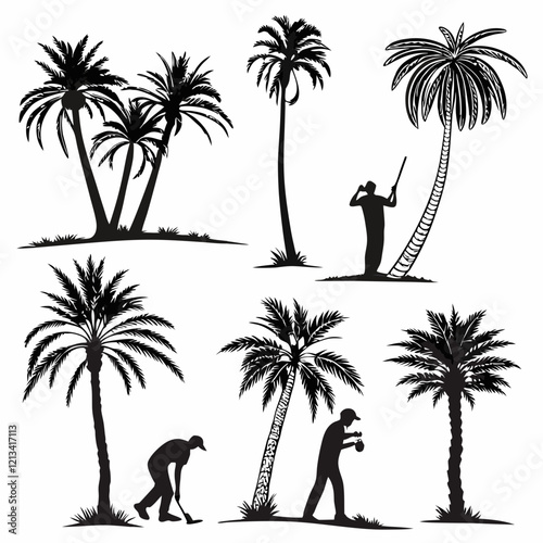 silhouettes of palms