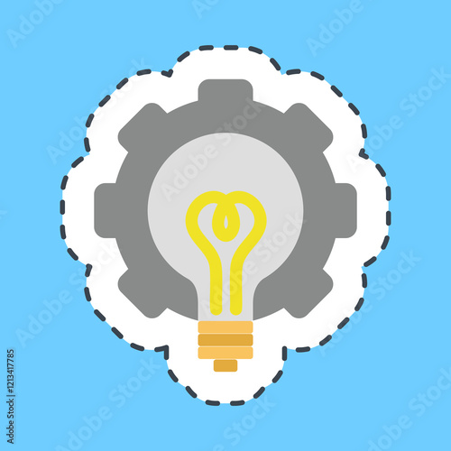 Cutting line sticker brain storm. Artificial intelligence elements.