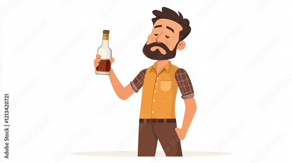 Intoxicated man holding liquor bottle and glass of alcohol Intoxicated man holding liquor bottle and glass of alcohol