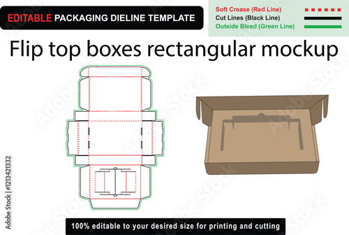 Versatile Rectangular Inserts Mailer Mockup Featuring Flip Top Boxes Dieline for Custom Packaging, mailer mockup, dieline design, packaging mockup, printable dielines, flip box design, die cut box