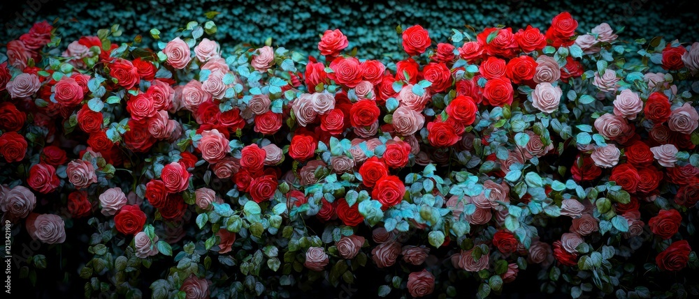 Romantic Rose Wall Red Pink Roses Floral Background Wedding Love Romantic Rose Wall Red Pink Roses Floral Background Wedding Love