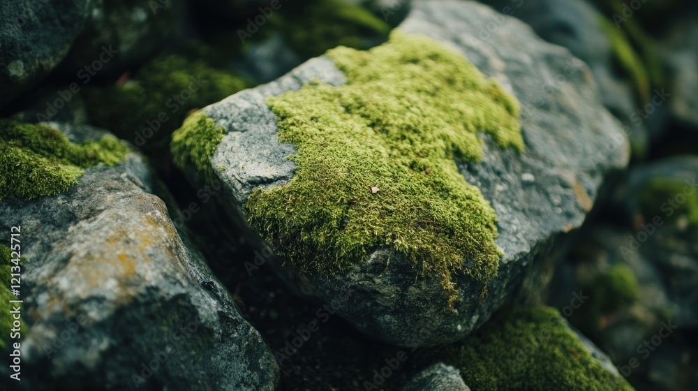 Serene Mossy Rocks: A Close-Up View of Nature's Texture Serene Mossy Rocks: A Close-Up View of Nature's Texture