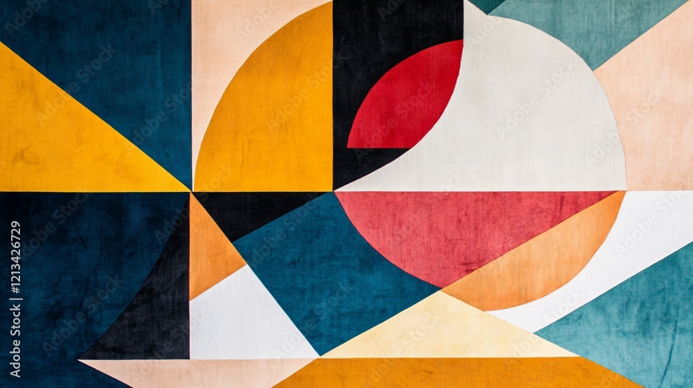 Abstract Geometric Textile Design Featuring Vibrant Colors