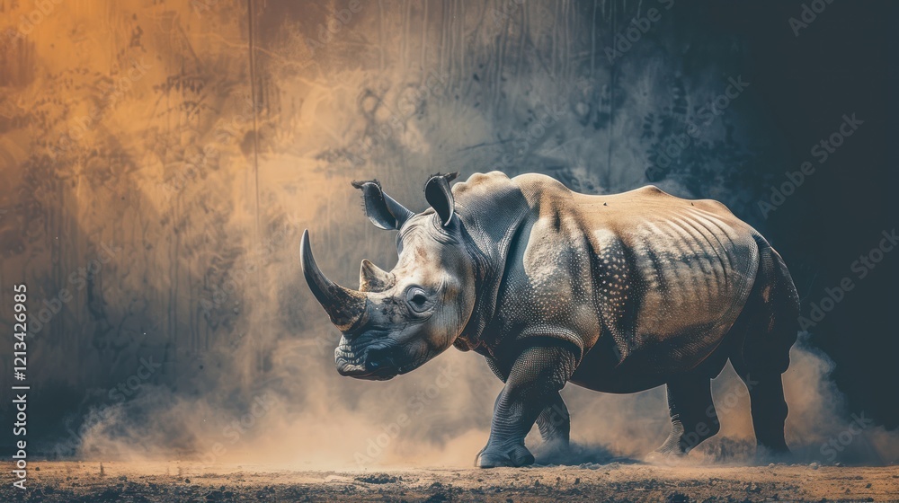 Fototapeta premium Rhino is a protected animal, AI generated image