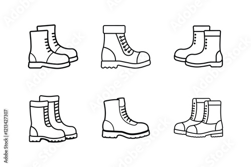 winter boots icon vector line art illustration