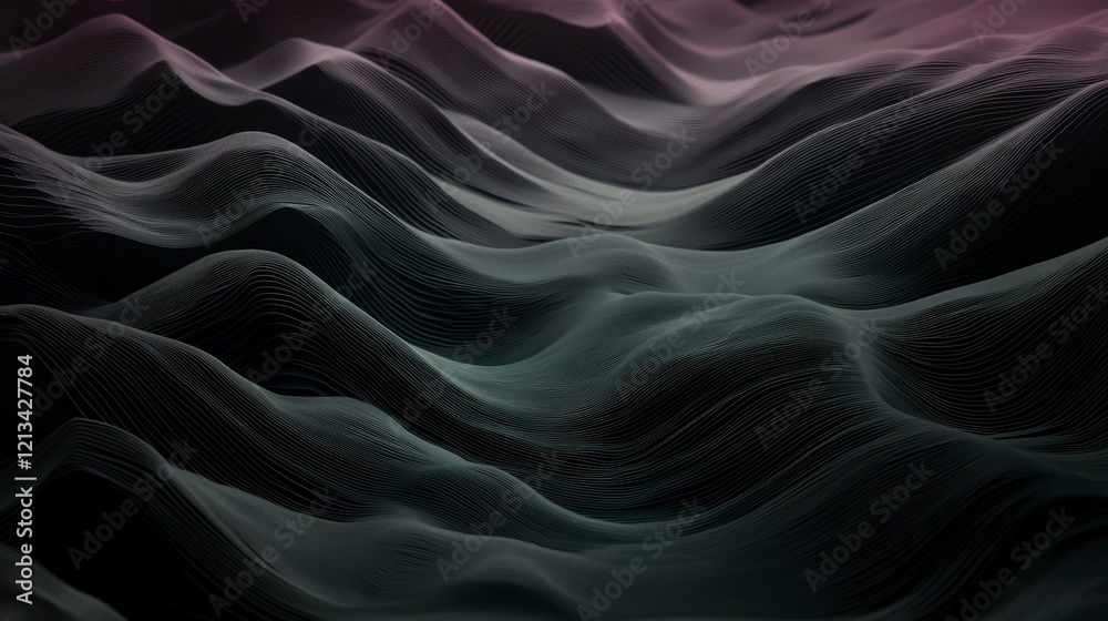 Obraz premium Abstract Dark Gray Wavy Lines 3D Render Background Texture