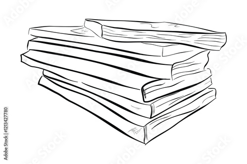stack of book, simple hand draw sketch vector at white background