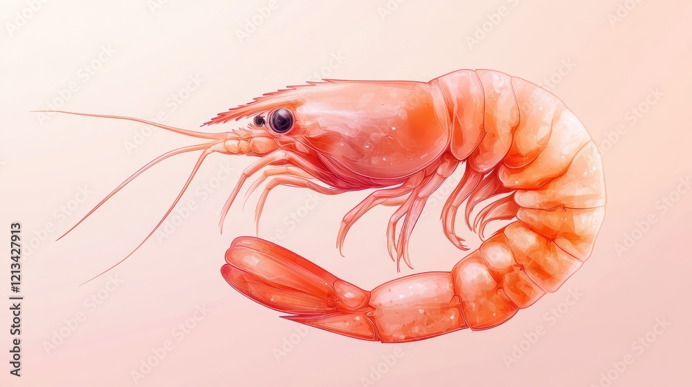 Cooked pink shrimp isolated on pink background. Cooked pink shrimp isolated on pink background.