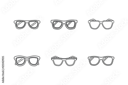 sunglasses vector line art illustration, set of eyeglasses