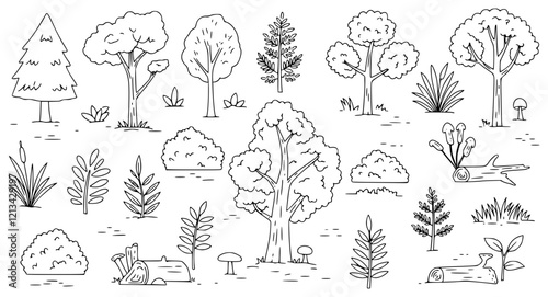 Vector trees and bushes for forestry themes