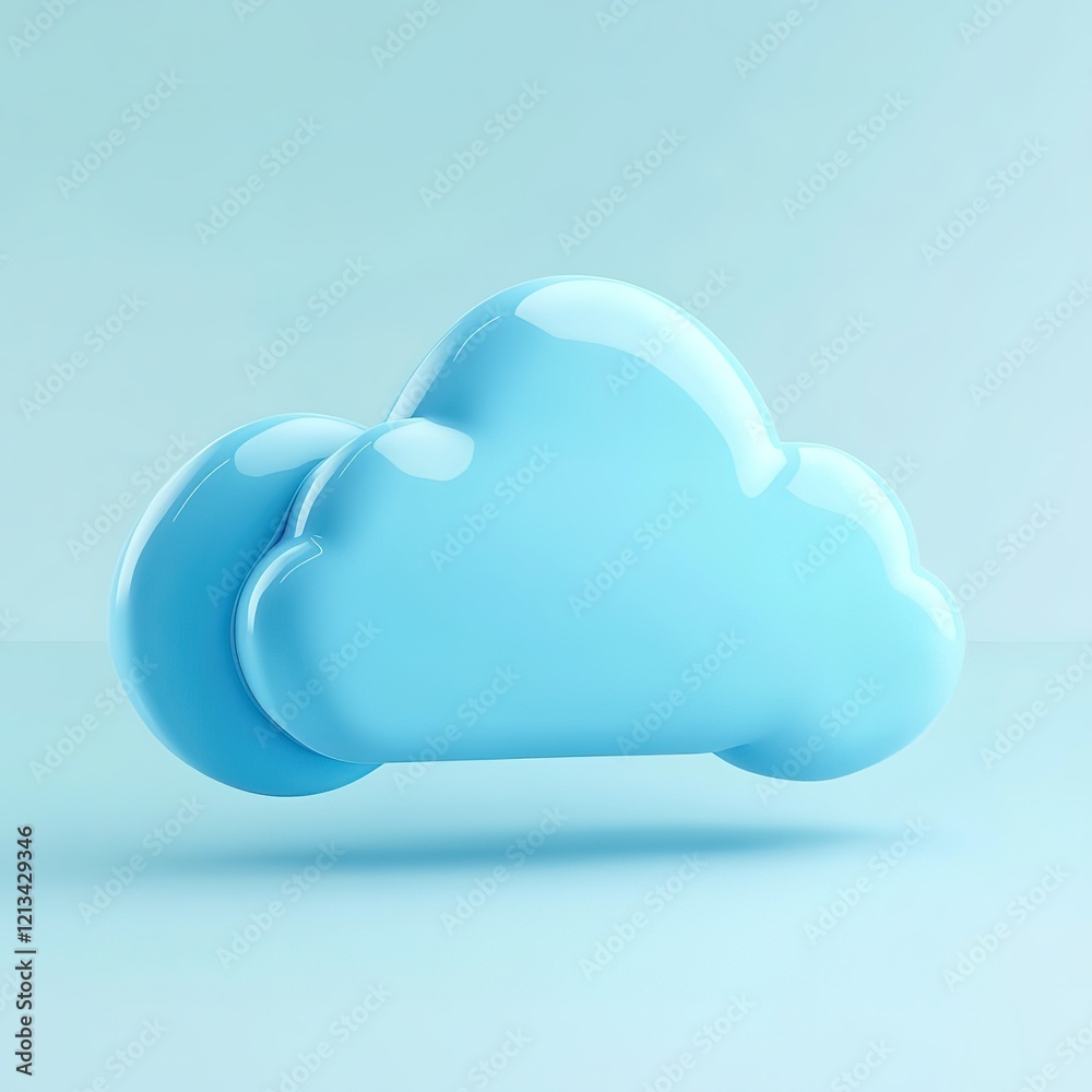 3D blue icon of a cloud with data, on a light background. Cloud technology concept 3D blue icon of a cloud with data, on a light background. Cloud technology concept