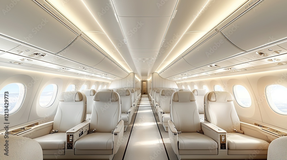 Fototapeta premium Luxurious Private Jet Airplane Cabin Interior Design