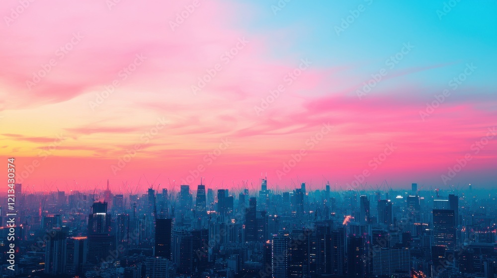 Obraz premium Environmental Sustainability Corporate Social Responsibility concept. Thriving Corporate Cityscape Powered by Renewable Energy at Sunset