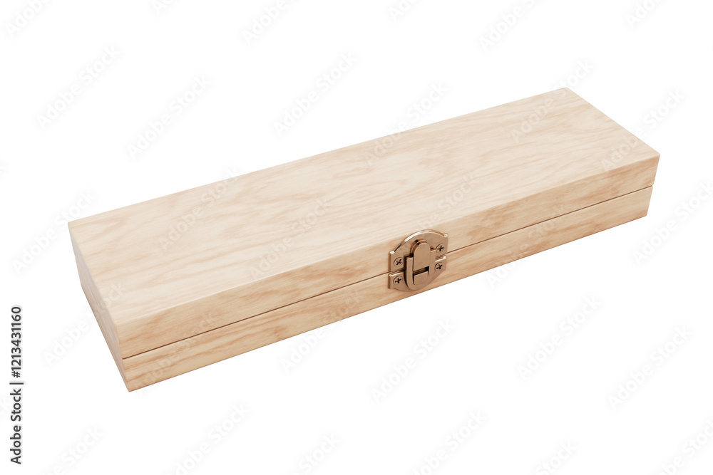 Closed Wooden Box Mockup with Bronze Latch. 3d Rendering Closed Wooden Box Mockup with Bronze Latch. 3d Rendering