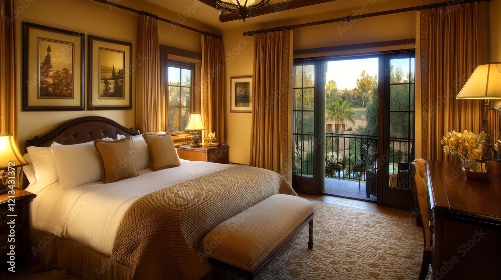 Luxurious Hotel Suite with Balcony View Luxurious Hotel Suite with Balcony View