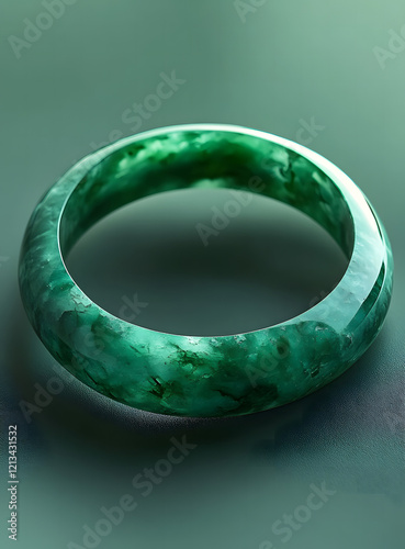 Green jade bracelet with a warm and moist texture