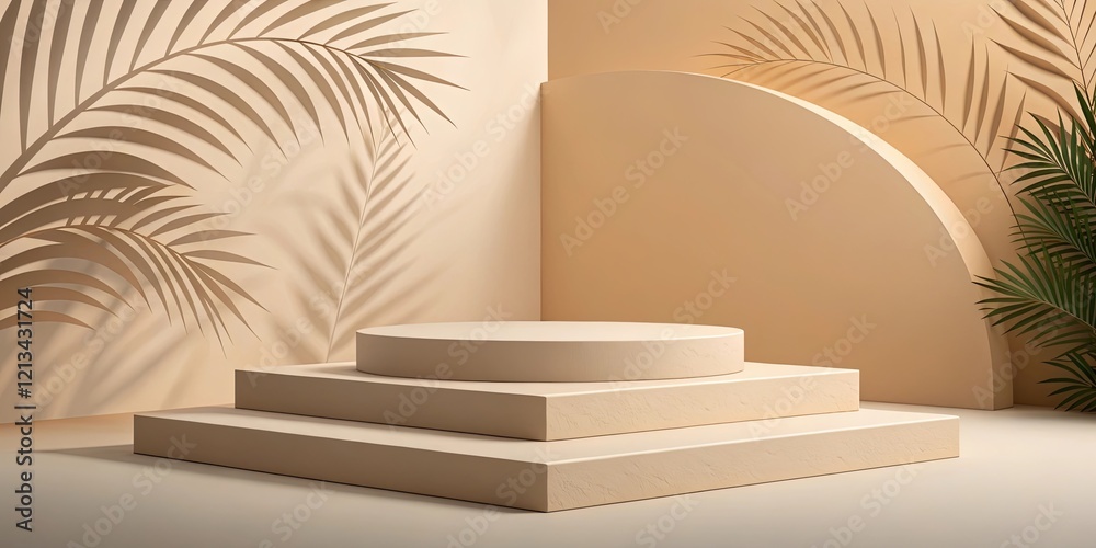 Fototapeta premium A model of a stage with a palm tree in the background