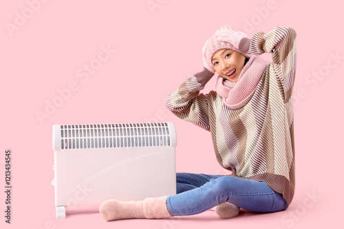 Young Asian woman in winter...