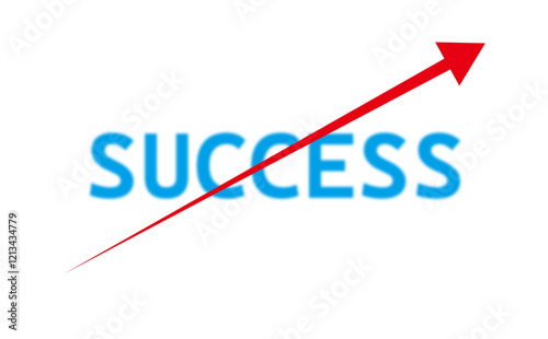 右肩上がりに伸びる赤い矢印と、成功（SUCCESS）の文字で、時間の経過とともにビジネスで成功を収めるイメージのロゴマーク
