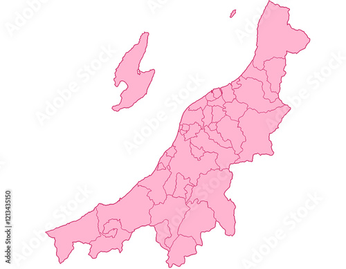 新潟県　地図　ピンク　イラスト