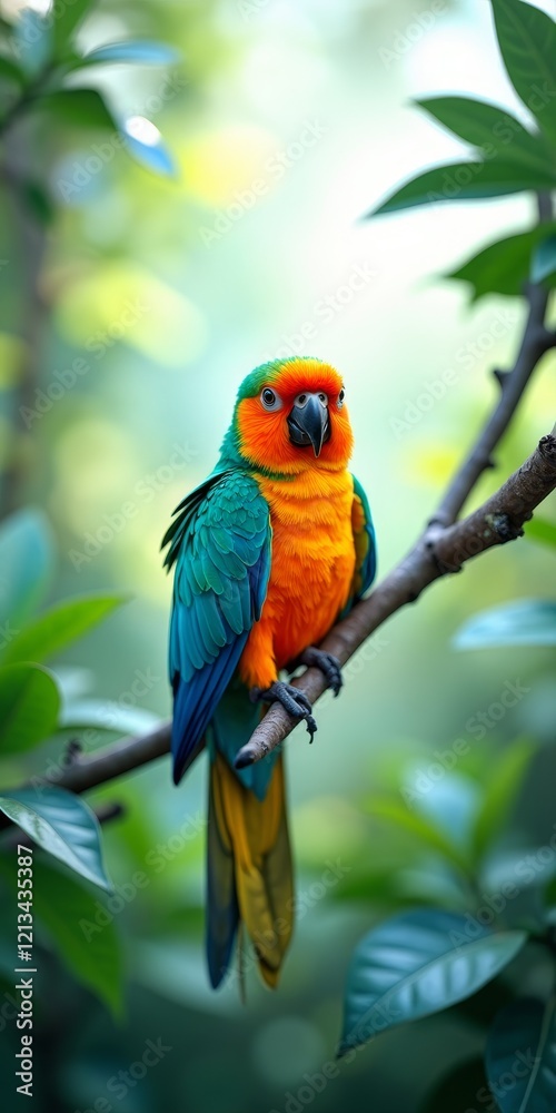 Obraz premium A vibrant, tropical bird with striking plumage
