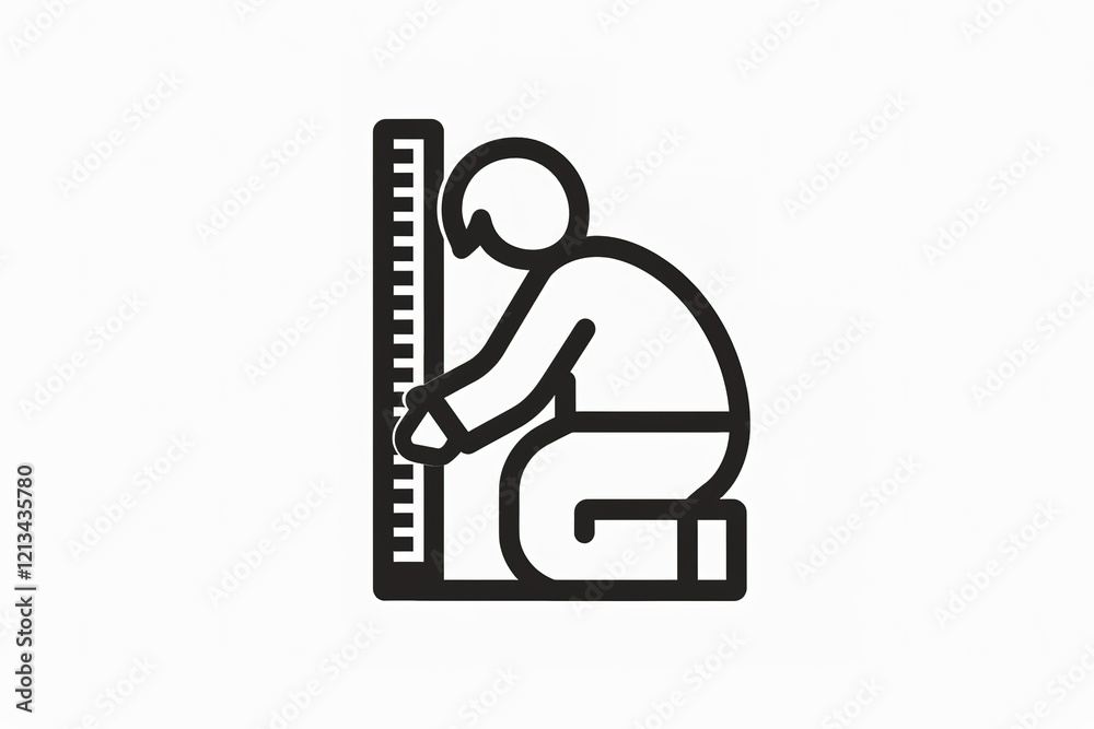 Person measuring height against a ruler Person measuring height against a ruler