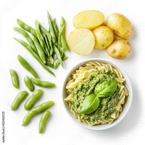 Ligurian trofie pasta with basil pesto