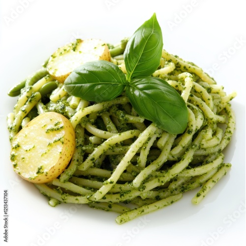 Ligurian trofie pasta with basil pesto