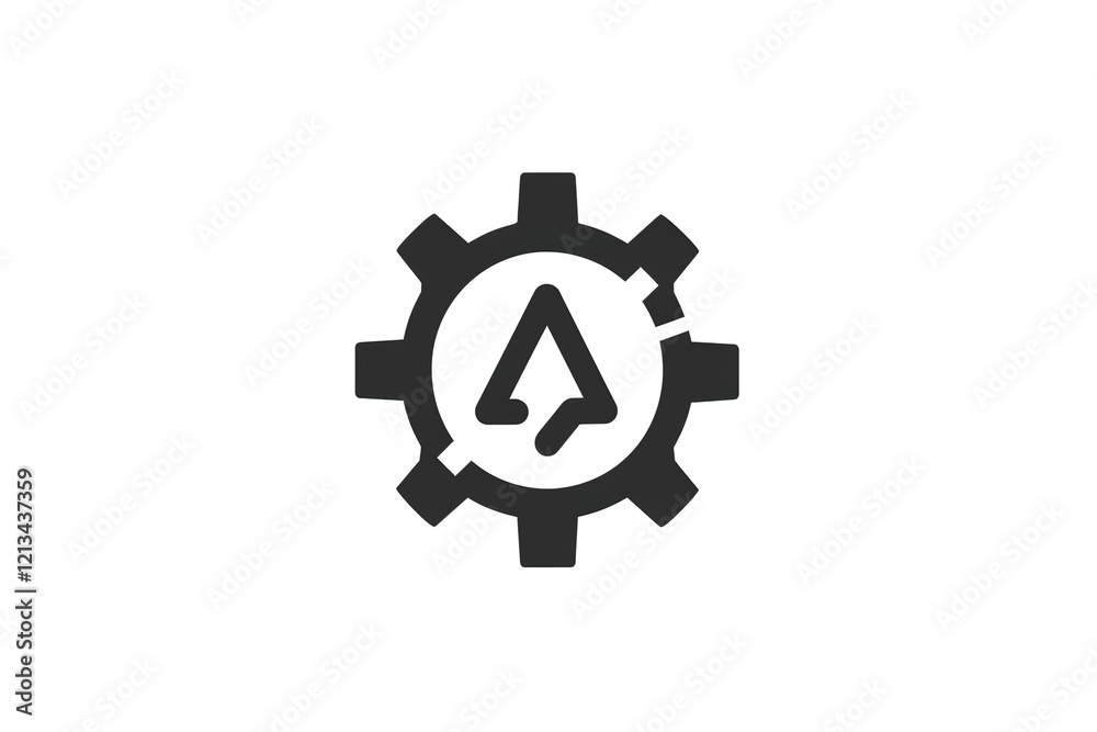 Abstract gear icon with upward arrow symbol Abstract gear icon with upward arrow symbol