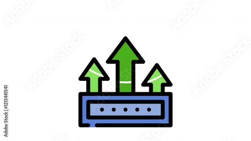 Market profit arrows signal growth on blue background, ideal for financial presentations, business reports, data analysis, and success concepts.
