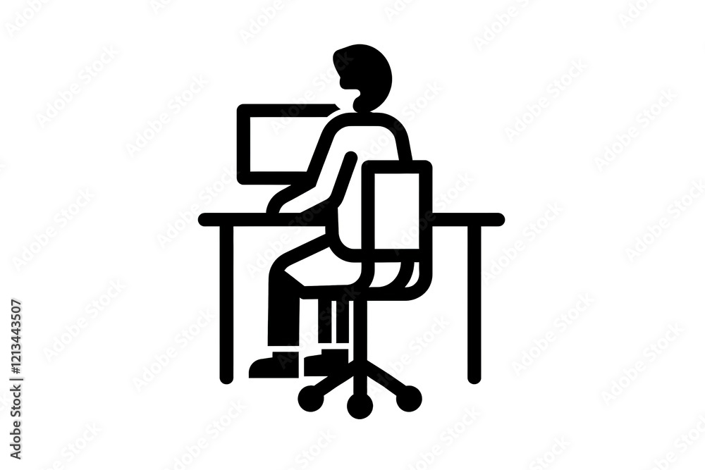 Person working at desk with computer Person working at desk with computer