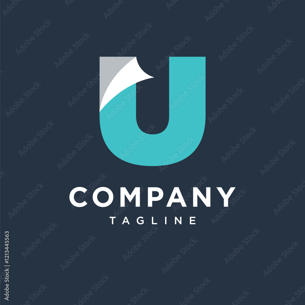 Letter U Paper Logo Icon vector Letter U Paper Logo Icon vector