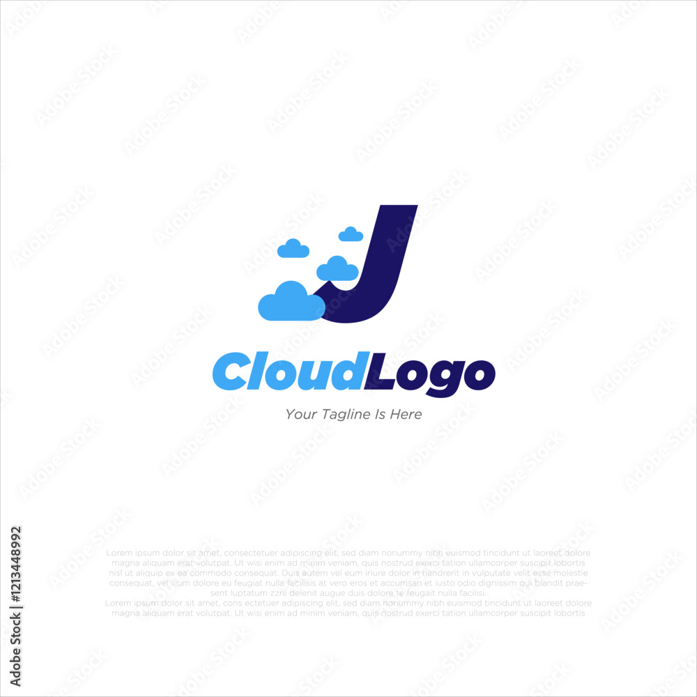 logo design with icon cloud and letter J logo design with icon cloud and letter J