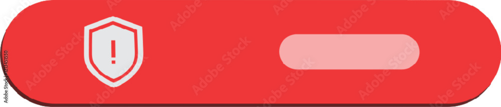 Red alert button with shield icon for website design.