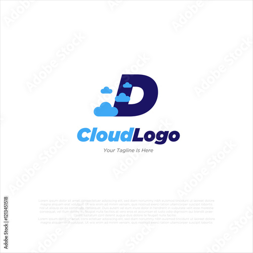 logo design with icon cloud and letter D