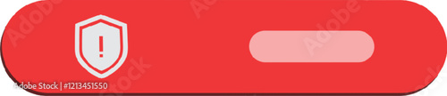 Red alert button with shield icon for website design.