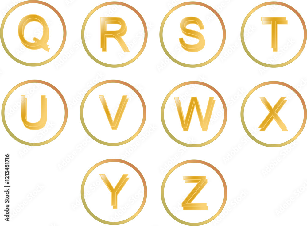 alphabet golden style alphabet golden style