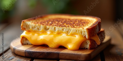 A grilled cheese sandwich, a comfort food classic, featuring melted cheese between two slices of bread