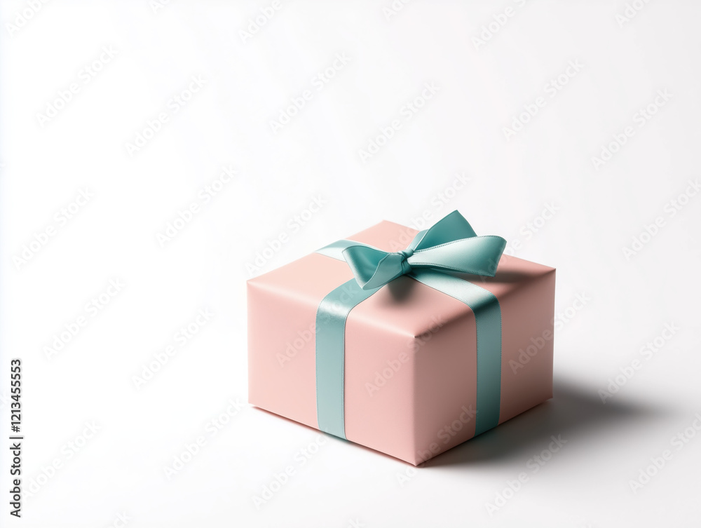 An Elegant Gift Box Adorned with a Ribbon, Perfectly Placed on a Crisp White Background An Elegant Gift Box Adorned with a Ribbon, Perfectly Placed on a Crisp White Background
