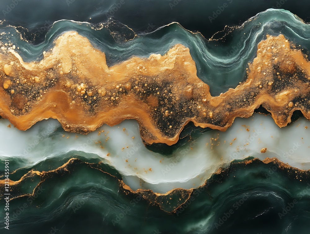 Obraz premium Abstract green and gold marble texture.