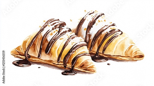 Delicious Sfogliatella Italian Pastry Dessert Watercolor Illustration